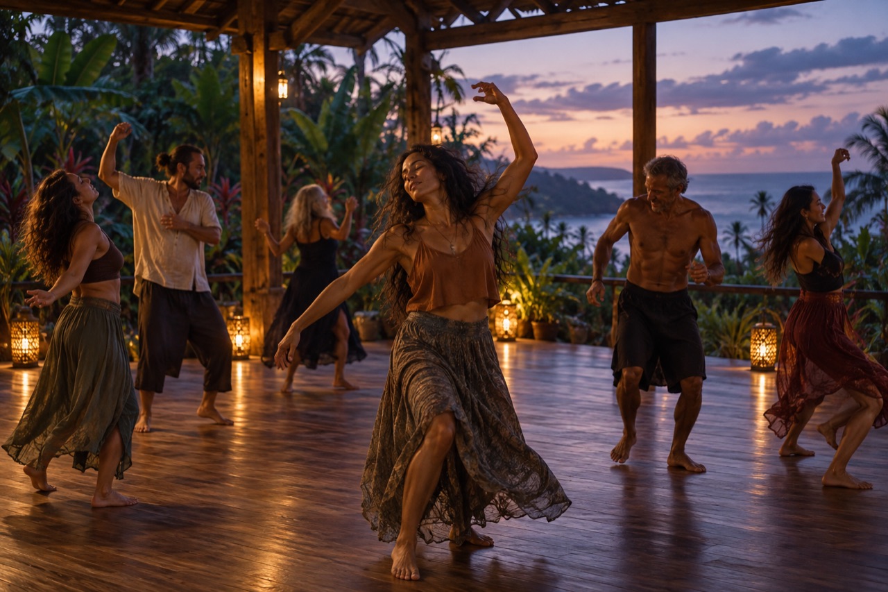 Interpretive Dance gathering in an open-air Hawaiʻi Island pavilion